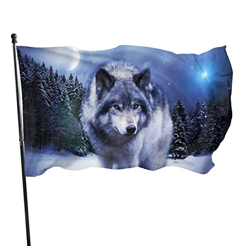Außenbanner 90X150cm Wolf In Der Nacht Fahnen Durable Garten Flagge Waschbar Garten Banner Für Parade Veranda Home von 550