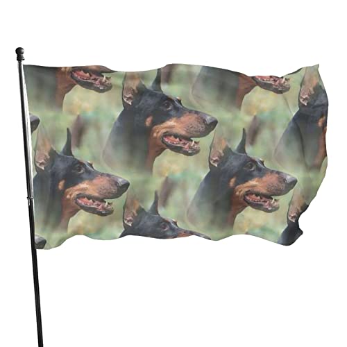 Fahne 90X150cm Coole Dobermann-Hunde Dekoration Flagge Uv-Beständig Gartenflagge Robuste Dekoration Fähnchen Für Paraden Draußen Party von 550