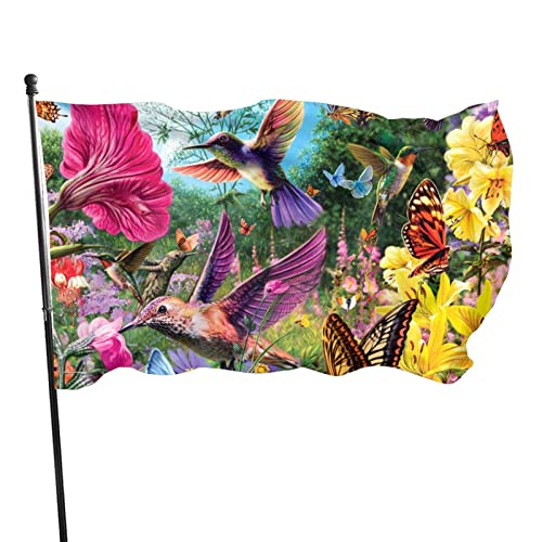 Fahnen 90X150cm Frühlingsblumen-Schmetterling Und Vögel Fahne Polyester Gartenflagge Mit Metall-Ösen Dekoration Flagge Für Außenbereich Dekoration Home von 550