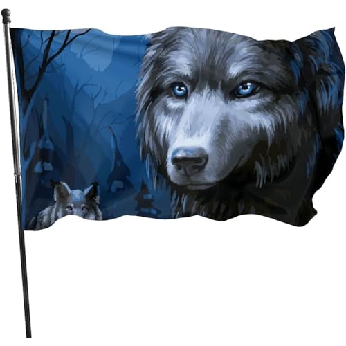 Fahnen 90X150cm Mond Wolf Dekoration Fähnchen Personalisierte Flagge Premium Garten Fahnen Für Hof Haus Drinnen von 550