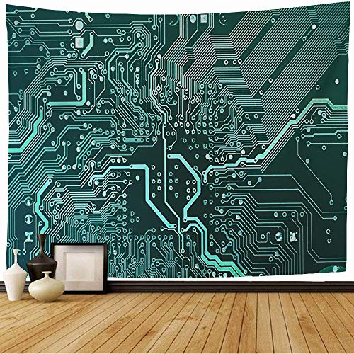 56 Wandtuch Platine Elektronische Computer Verbinden Hardware-Technologie Blau Texturen Konzept Cover-Design Wandteppich Decor Tapestry Mehrzweck Wandteppiche Für Wohnzimmer Wohnheim 130x152cm von 56