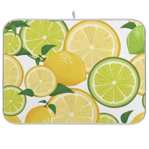 56 Geschirrtrocknungsmatte Mit Aufhängeschlaufe 41x46cm, Frische Zitrone Und Limette Schnelltrocknend Abtropfmatte rutschfest Saugfähige Geschirrabtropfmatte Saugstarke Abwaschmatte 56 Geschirrtrocknungsmatte Mit Aufhängeschlaufe 41x46cm, Frische Zitrone Und Limette Schnelltrocknend Abtropfmatte rutschfest Saugfähige Geschirrabtropfmatte Saugstarke Abwaschmatte von 56