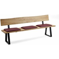 Sitzbank mit Rückenlehne Dido 180 x 54 x 87 Küchenbank Holz massiv Wildeiche/Weinrot 12111-180 von 58 AUFM KESSEL
