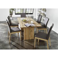 Tischgruppe Massivholz Dajana Esstisch mit 6 Stühlen massiv Holz Wildeiche/Braun 12018 von 58 AUFM KESSEL