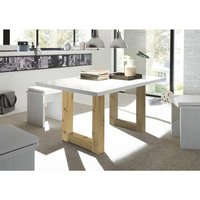 Esstisch ausziehbar Eila 1 140 x 90 x 75 Esszimmertisch Asteiche/Weiß Matt Lack 13329-140 von 58 AUFM KESSEL