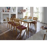 58 Aufm Kessel - Tischgruppe Massivholz Dakota Esstisch mit 6 Stühlen massiv Holz Wildeiche/Weinrot 12011 von 58 AUFM KESSEL