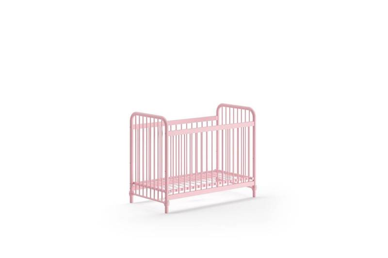 58 aufm Kessel Bettgestell Babybett Kay 131x71x102 Metallbett Gitterbett Metall Pink matt (inkl. Versand, Lieferung bis Verwendungsstelle), Liegefläche 60 x 120, Metallgitterrost, 2 Höhenstufen, moderne Optik von 58 aufm Kessel