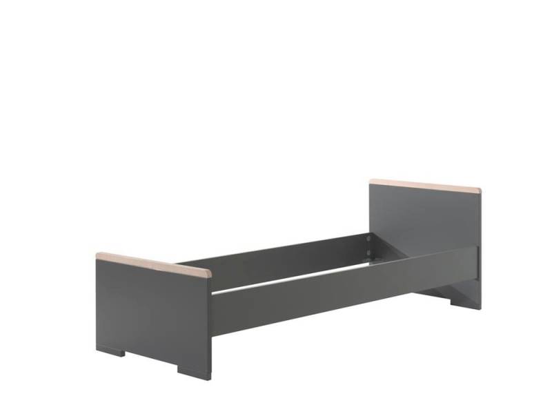 58 aufm Kessel Bettgestell Einzelbett Kariotta 205x97x76 Jugendbett Holzwerkstoff Anthrazit/Buche (inkl. Versand, Lieferung bis Verwendungsstelle), Liegefläche 90x200, Jugendbett mit gradlinigem Design + Buchenakzenten von 58 aufm Kessel