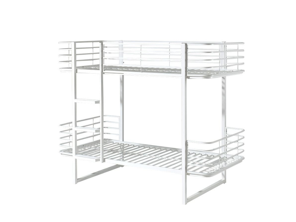 58 aufm Kessel Bettgestell Etagenbett Karolin 205x99x166 Hochbett Kinderbett Metall Weiß (inkl. Versand, Lieferung bis Verwendungsstelle), Liegefläche 90 x 200, obere Liegefläche mit hohem Absturzschutz von 58 aufm Kessel