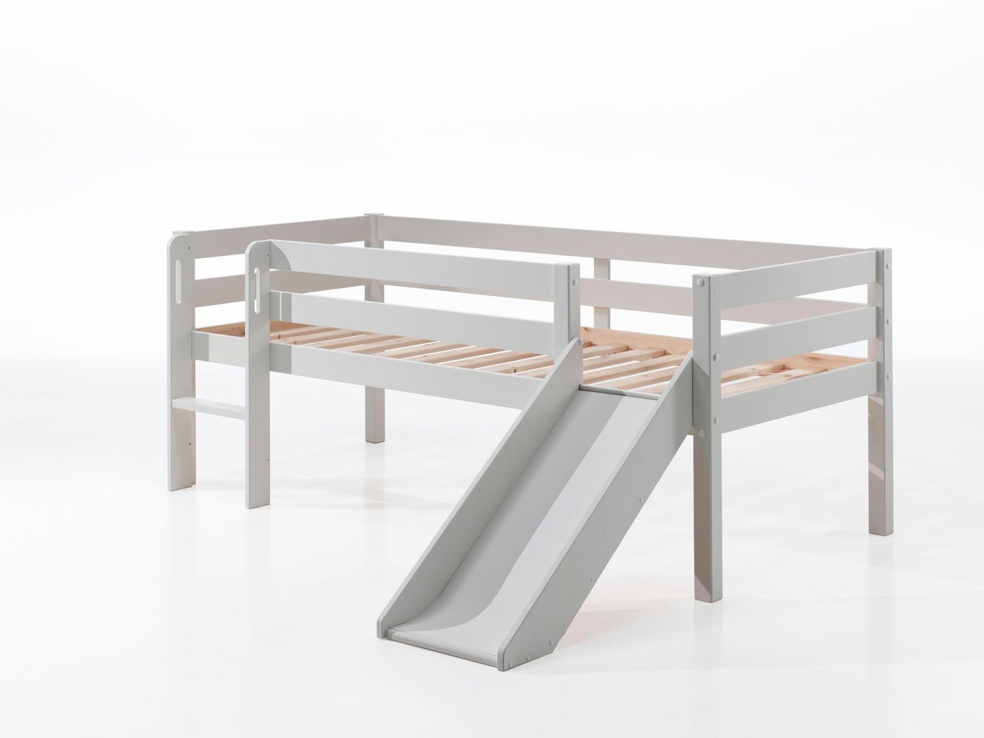 58 aufm Kessel Bettgestell Kojenbett mit Rutsche Karolina 208x175x83 Kinderbett Massivholz Weiß (inkl. Versand, Lieferung bis Verwendungsstelle), Liegefläche 90 x 200, niedrige Höhe, ideal für Dachschrägen von 58 aufm Kessel