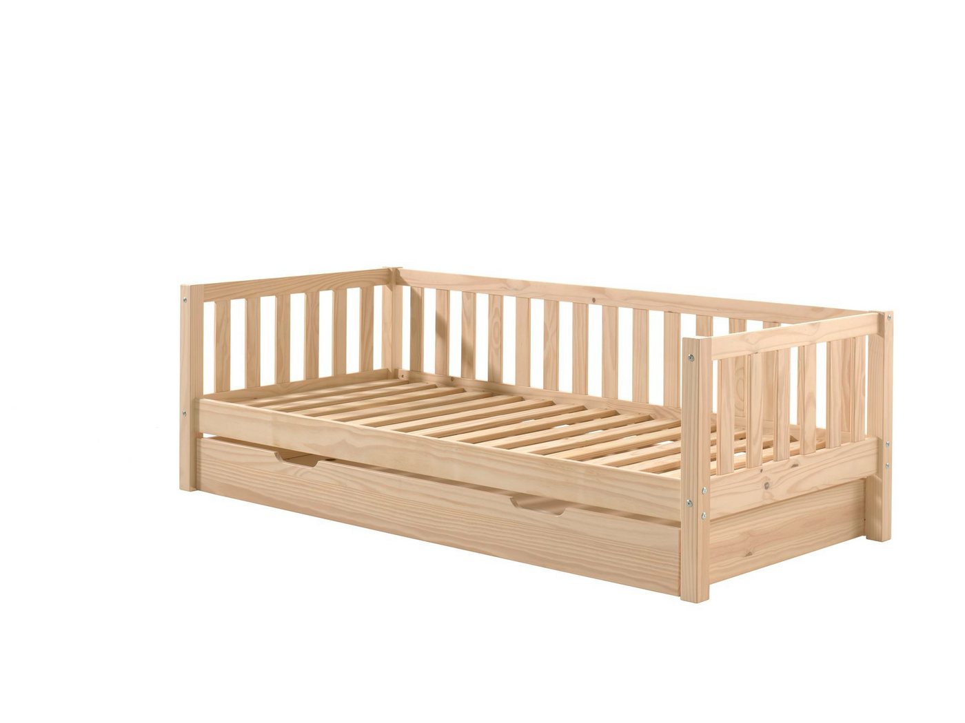 58 aufm Kessel Bettgestell Kojenbett mit Schublade Karena 211x98x68 Einzelbett Massivholz natur (inkl. Versand, Lieferung bis Verwendungsstelle), Liegefläche 90x200, Funktionsbett inkl. Lattenrost, Bettschublade von 58 aufm Kessel
