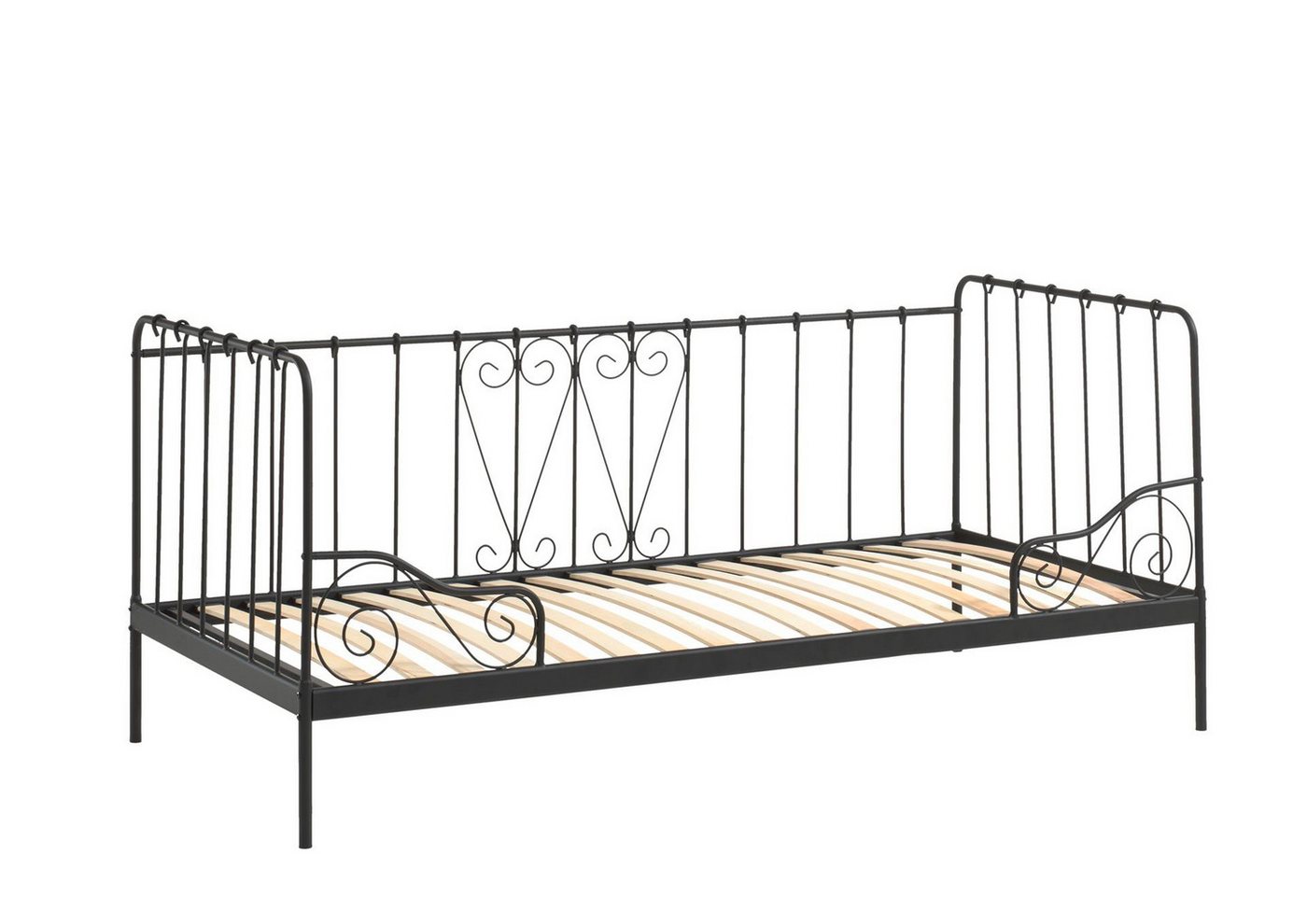 58 aufm Kessel Bettgestell Metallbett Kamenka 205x95x90 Einzelbett Metall Schwarz (inkl. Versand, Lieferung bis Verwendungsstelle), Liegefläche 90x200, Kojenbett aus Metall mit stabilem Rohrrahmen von 58 aufm Kessel