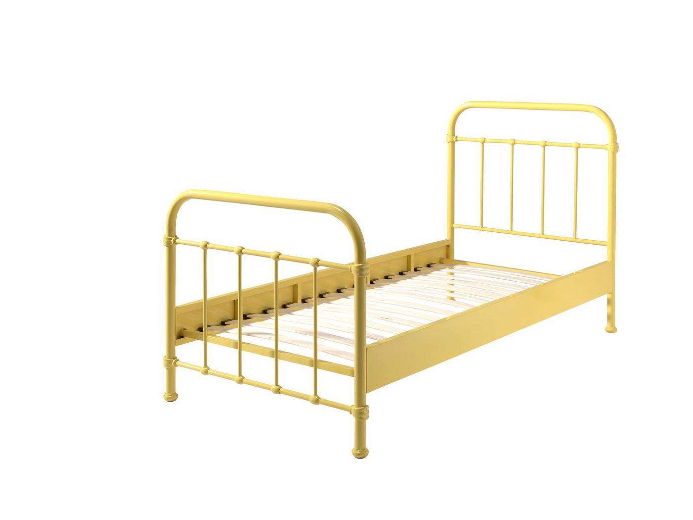 58 aufm Kessel Bettgestell Metallbett Karlyn 210x98x111 Einzelbett Kinderbett Metall Gelb (inkl. Versand, Lieferung bis Verwendungsstelle), Liegefläche 90x200, stabile Metallkonstruktion, inkl. Lattenrost von 58 aufm Kessel
