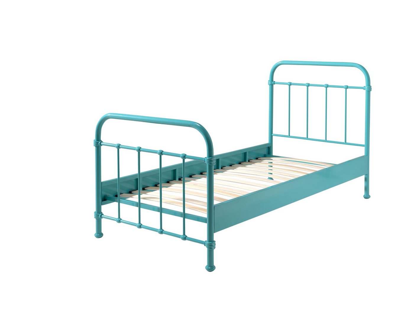 58 aufm Kessel Bettgestell Metallbett Karlyn 210x98x111 Einzelbett Kinderbett Metall Türkis (inkl. Versand, Lieferung bis Verwendungsstelle), Liegefläche 90x200, stabile Metallkonstruktion, inkl. Lattenrost von 58 aufm Kessel