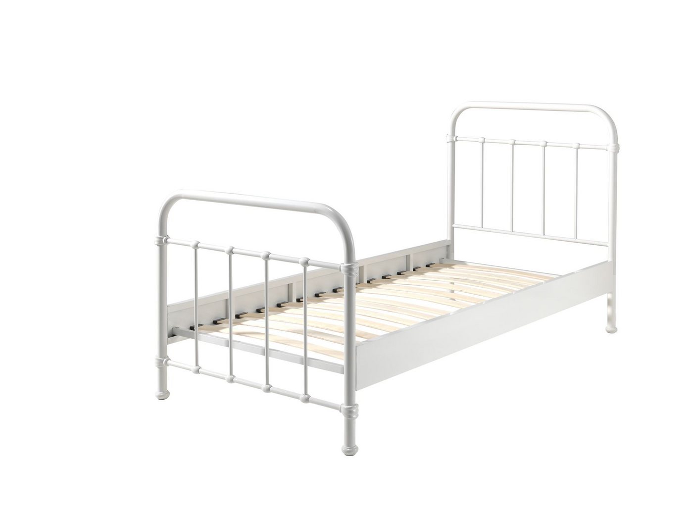 58 aufm Kessel Bettgestell Metallbett Karlyn 210x98x111 Einzelbett Kinderbett Metall Weiß (inkl. Versand, Lieferung bis Verwendungsstelle), Liegefläche 90x200, stabile Metallkonstruktion, inkl. Lattenrost von 58 aufm Kessel