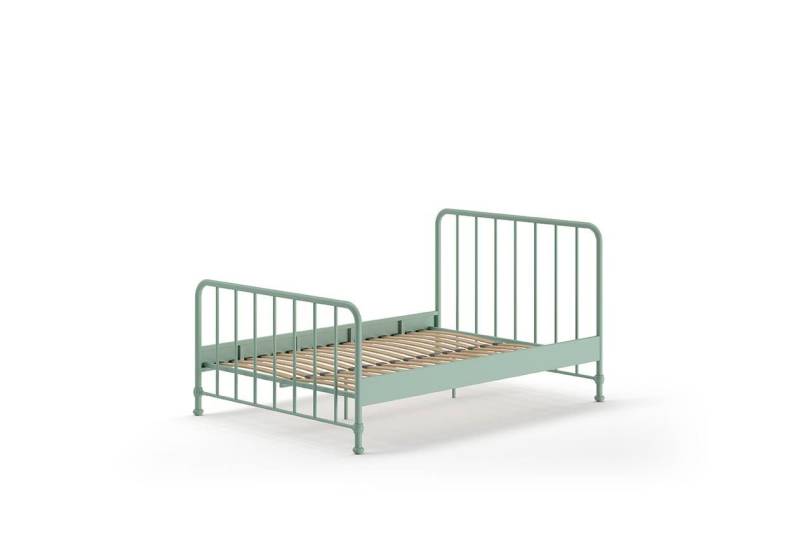 58 aufm Kessel Bettgestell Metallbett Kay 147x207x110 Einzelbett Metall Grün matt (inkl. Versand, Lieferung bis Verwendungsstelle), Liegefläche 140 x 200, stabile Konstruktion, Lattenrost inklusive von 58 aufm Kessel