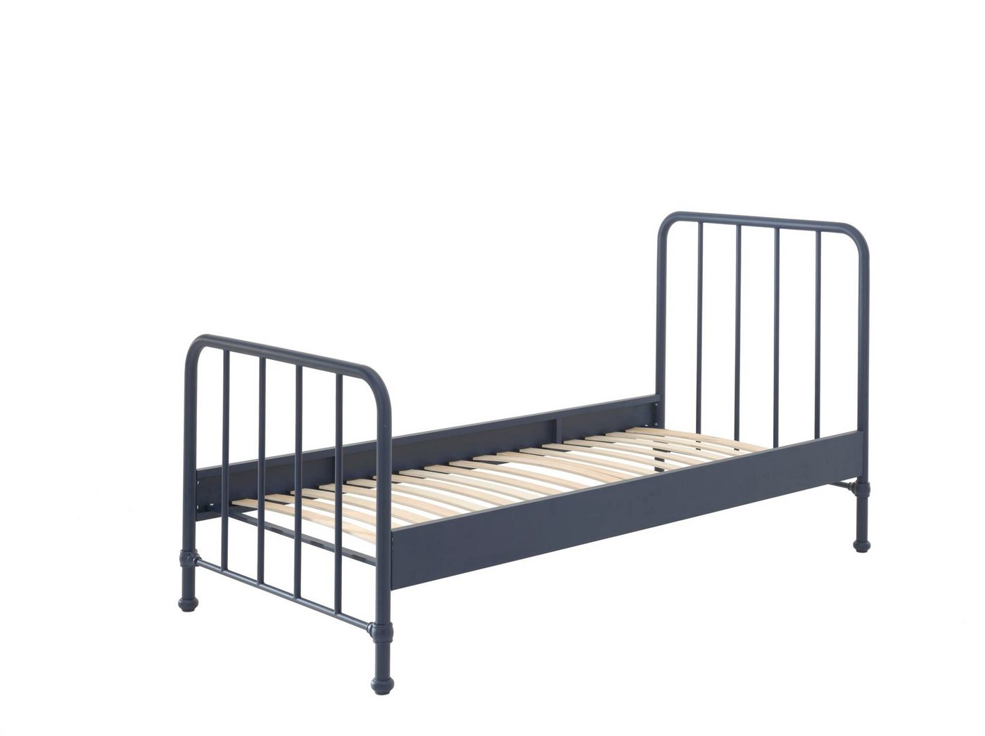 58 aufm Kessel Bettgestell Metallbett Kay 97x206x110 Einzelbett Industriedesign Metall Blau matt (inkl. Versand, Lieferung bis Verwendungsstelle), Liegefläche 90x200, modernes Bett mit Rohrrahmen und trendiger Optik von 58 aufm Kessel