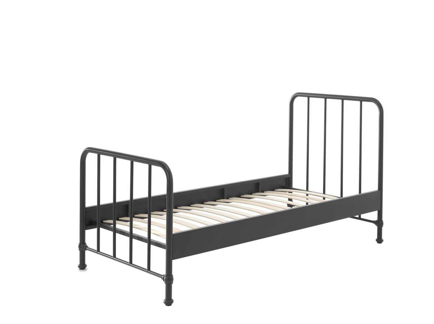 58 aufm Kessel Bettgestell Metallbett Kay 97x206x110 Einzelbett avantgarde Metall Schwarz matt (inkl. Versand, Lieferung bis Verwendungsstelle), Liegefläche 90x200, modernes Bett mit Rohrrahmen und trendiger Optik von 58 aufm Kessel