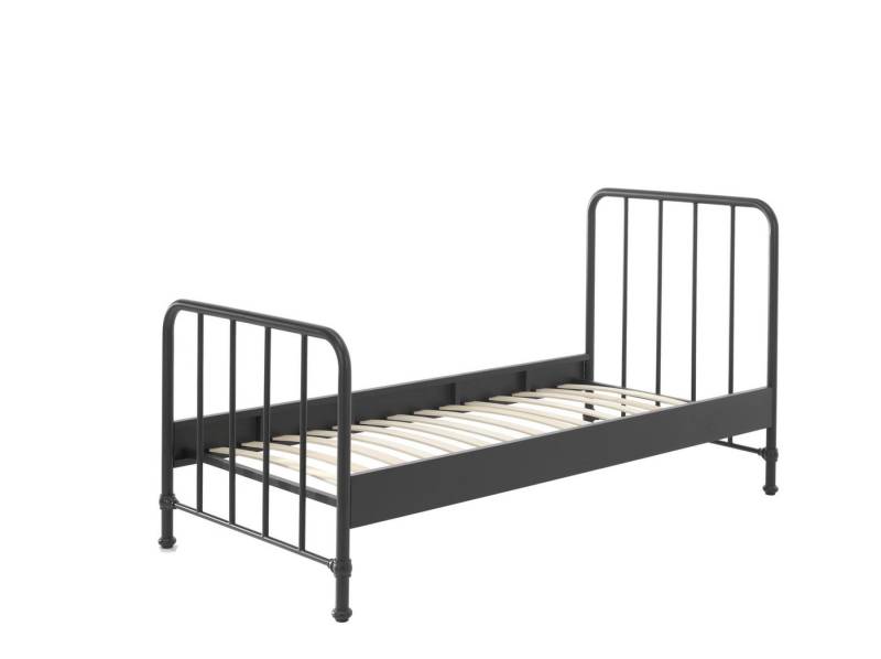 58 aufm Kessel Bettgestell Metallbett Kay 97x206x110 Einzelbett avantgarde Metall Schwarz matt (inkl. Versand, Lieferung bis Verwendungsstelle), Liegefläche 90x200, modernes Bett mit Rohrrahmen und trendiger Optik von 58 aufm Kessel