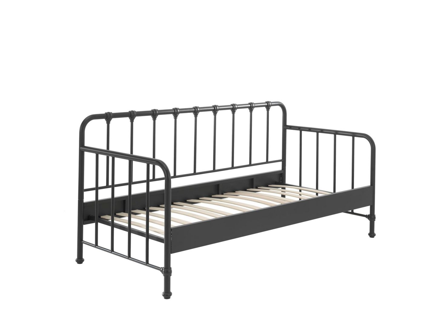 58 aufm Kessel Bettgestell Metallbett Kay 97x206x110 Einzelbett avantgarde Metall Schwarz matt (inkl. Versand, Lieferung bis Verwendungsstelle), Liegefläche 90x200, modernes Bett mit Rohrrahmen und trendiger Optik von 58 aufm Kessel