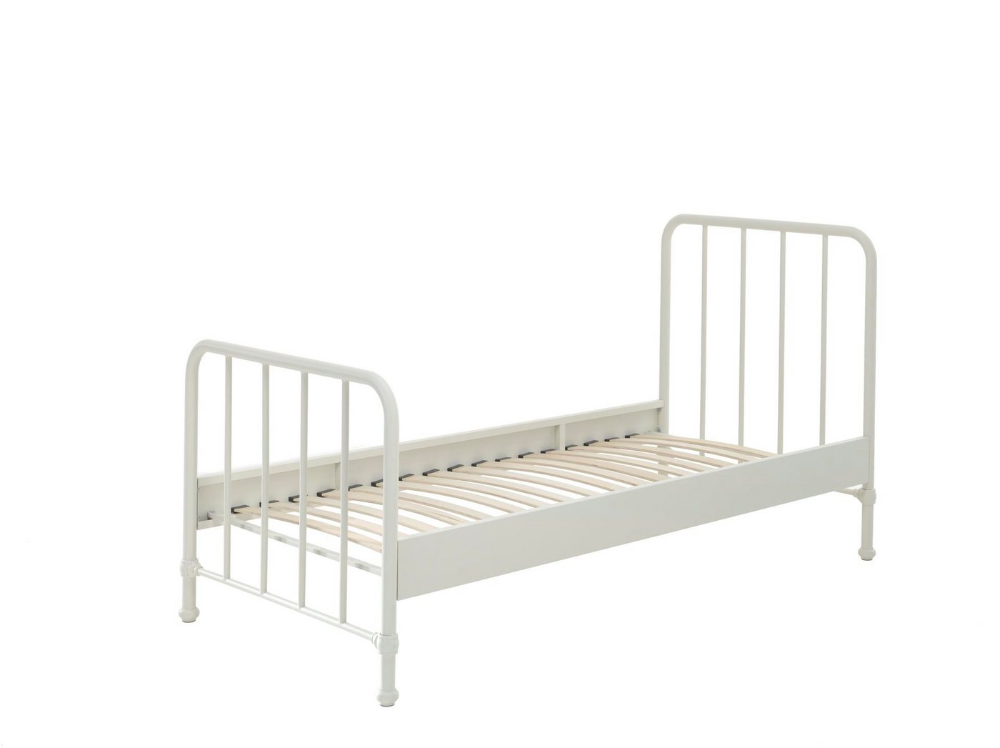 58 aufm Kessel Bettgestell Metallbett Kay 97x206x110 Einzelbett Industriedesign Metall Weiß matt (inkl. Versand, Lieferung bis Verwendungsstelle), Liegefläche 90x200, modernes Bett mit Rohrrahmen und trendiger Optik von 58 aufm Kessel