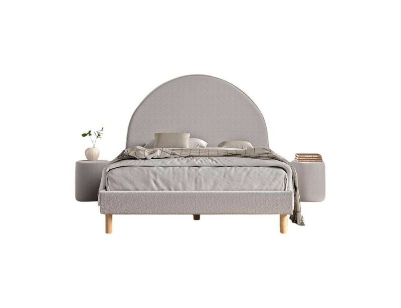 58 aufm Kessel Bettgestell Polsterbett mit Nachtkommode Karlotta 147x212x132 Holzwerkstoff Grau (inkl. Versand, Lieferung bis Verwendungsstelle), Liegefläche 140 x 200,gepolstertes Kopfteil,Lattenrost,2 Polsterhocker von 58 aufm Kessel