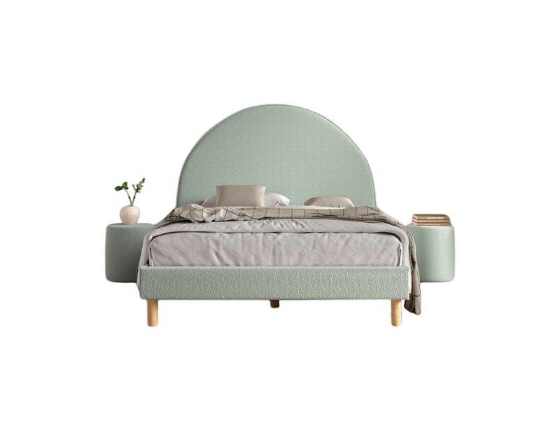 58 aufm Kessel Bettgestell Polsterbett mit Nachtkommode Karlotta 147x212x132 Holzwerkstoff Grün (inkl. Versand, Lieferung bis Verwendungsstelle), Liegefläche 140 x 200,gepolstertes Kopfteil,Lattenrost,2 Polsterhocker von 58 aufm Kessel