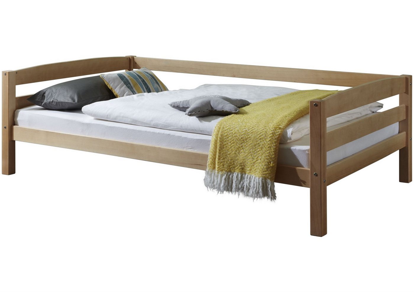 58 aufm Kessel Bettgestell Seniorenbett Gitana 208x128x63 Einzelbett Massivholz Buche lackiert (inkl. Versand), Kinderbett Jugendbett Gästebett Liegefläche 120x200 Stabil hochwertig von 58 aufm Kessel