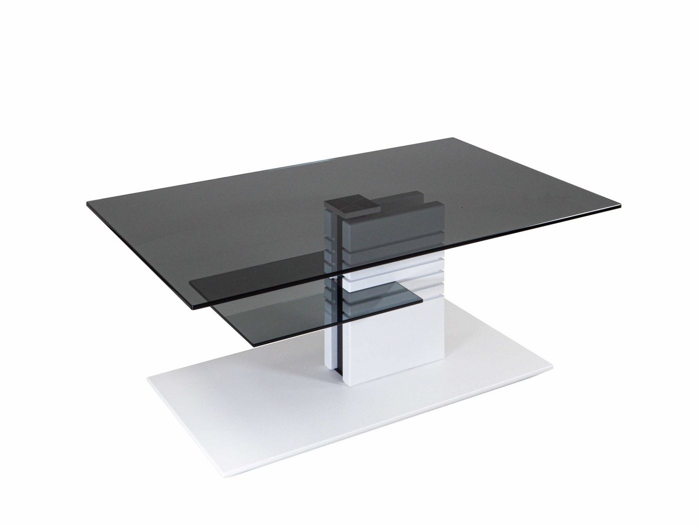 58 aufm Kessel Couchtisch Beistelltisch Funktionstisch Cloe 100x47x60 Parsolglas Weiß/Grau (inkl. Lieferung bis in die Wohnung, 1-St., Lieferung bis Verwendungsstelle), stufenlos höhenverstellbar 10,0 mm ESG Sicherheitsglas auf Rollen von 58 aufm Kessel