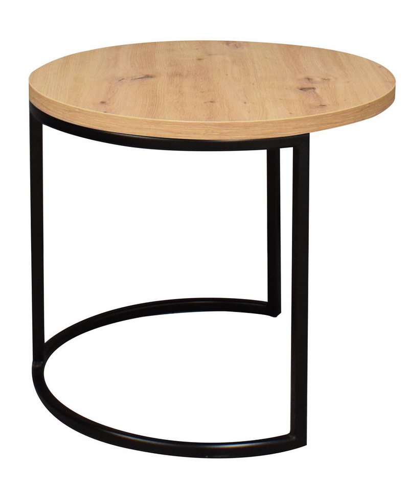 58 aufm Kessel Couchtisch Beistelltisch Rund 2 Elesa 60x51x60 Holzwerkstoff Schwarz/Asteiche (inkl. Lieferung bis an die Tür, 1-St., Lieferung bis zur Haustür), Tisch rund als Couchtisch oder Beistelltisch nutzbar Metallgestell von 58 aufm Kessel