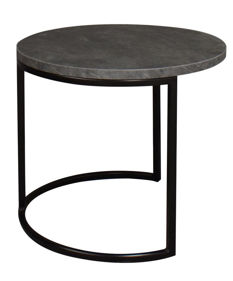 58 aufm Kessel Couchtisch Beistelltisch Rund 2 Elesa 60x51x60 Holzwerkstoff Schwarz/Keramik grau (inkl. Lieferung bis an die Tür, 1-St., Lieferung bis zur Haustür), Tisch rund als Couchtisch oder Beistelltisch nutzbar Metallgestell von 58 aufm Kessel