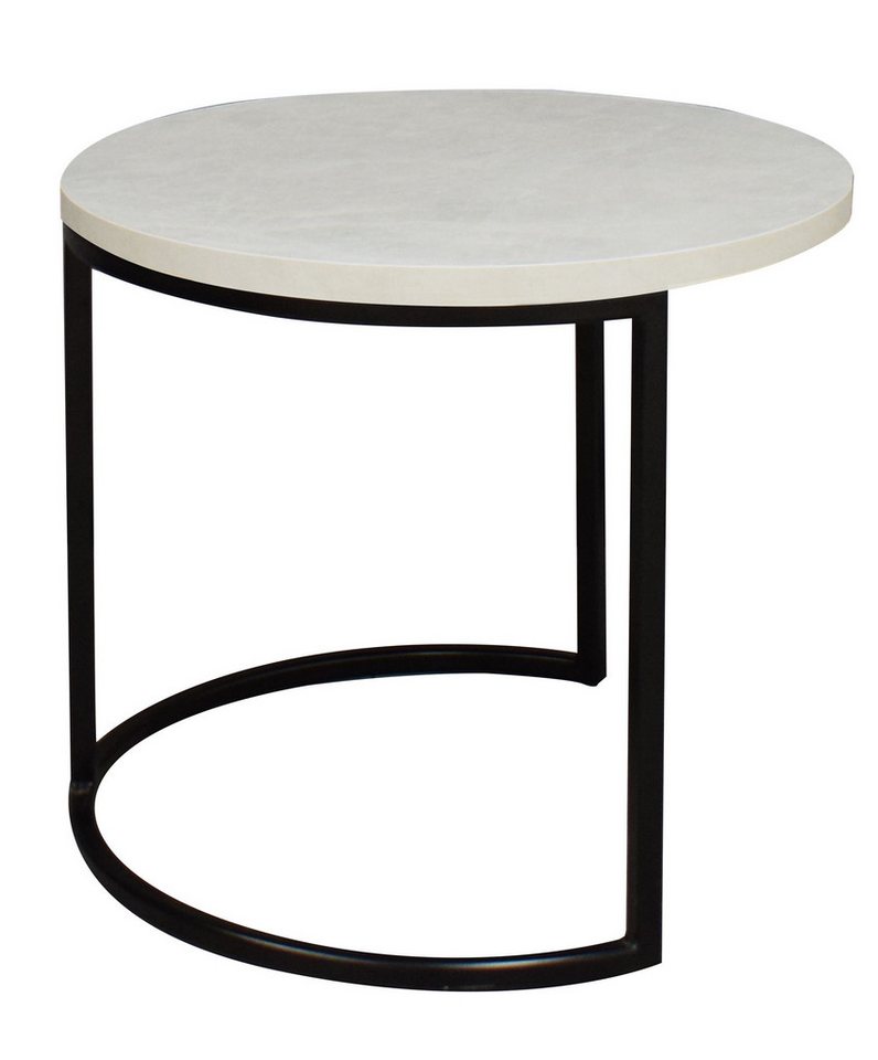 58 aufm Kessel Couchtisch Beistelltisch Rund 2 Elesa 60x51x60 Holzwerkstoff Schwarz/Keramik weiß (inkl. Lieferung bis an die Tür, 1-St., Lieferung bis zur Haustür), Tisch rund als Couchtisch oder Beistelltisch nutzbar Metallgestell von 58 aufm Kessel