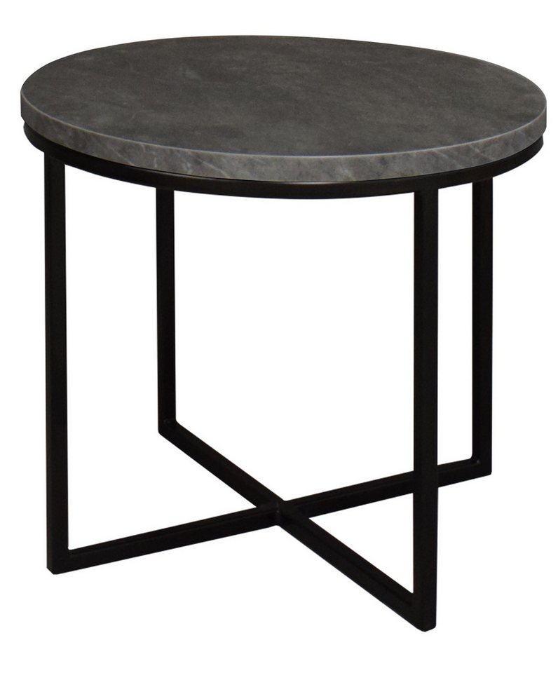 58 aufm Kessel Couchtisch Beistelltisch Rund 3 Elesa 60x51x60 Holzwerkstoff Schwarz/Keramik grau (inkl. Lieferung bis an die Tür, 1-St., Lieferung bis zur Haustür), Tisch rund als Couchtisch oder Beistelltisch nutzbar Metallgestell von 58 aufm Kessel