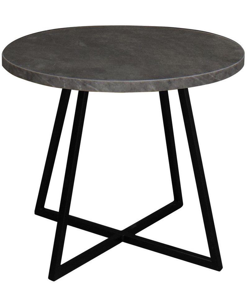 58 aufm Kessel Couchtisch Beistelltisch Rund 4 Elesa 60x51x60 Holzwerkstoff Schwarz/Keramik grau (inkl. Lieferung bis an die Tür, 1-St., Lieferung bis zur Haustür), Tisch rund als Couchtisch oder Beistelltisch nutzbar Metallgestell von 58 aufm Kessel