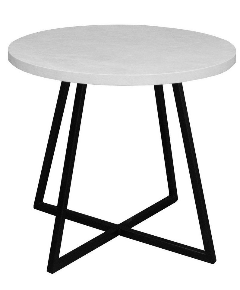 58 aufm Kessel Couchtisch Beistelltisch Rund 4 Elesa 60x51x60 Holzwerkstoff Schwarz/Keramik weiß (inkl. Lieferung bis an die Tür, 1-St., Lieferung bis zur Haustür), Tisch rund als Couchtisch oder Beistelltisch nutzbar Metallgestell von 58 aufm Kessel