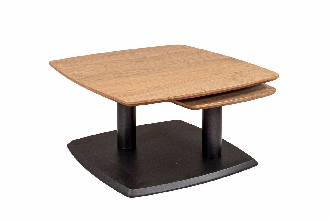 58 aufm Kessel Couchtisch Funktionstisch Cilly 76x43x76 Metall+Echtholzfurnier Schwarz/Wildeiche (inkl. Lieferung bis in die Wohnung, 1-St., Lieferung bis Verwendungsstelle), Tischplatten aus Massivholzfurnier synchron verdrehbar von 58 aufm Kessel