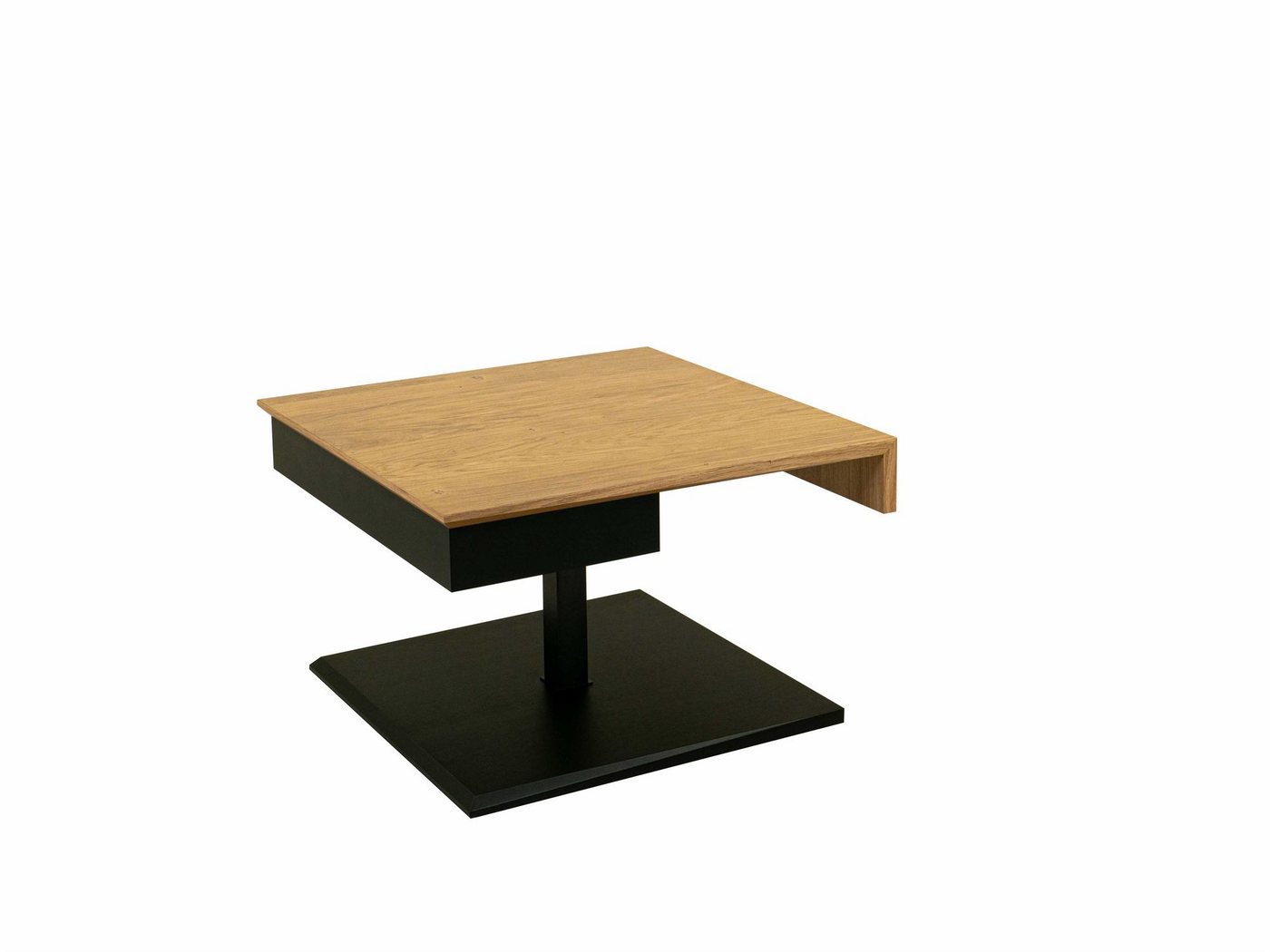 58 aufm Kessel Couchtisch Funktionstisch Codi 70x47x70 Metall+Echtholz Schwarz/Wildeiche (inkl. Lieferung bis in die Wohnung, 1-St., Lieferung bis Verwendungsstelle), stufenlos höhenverstellbar Tischplatte Massivholzfurnier auf Rollen von 58 aufm Kessel