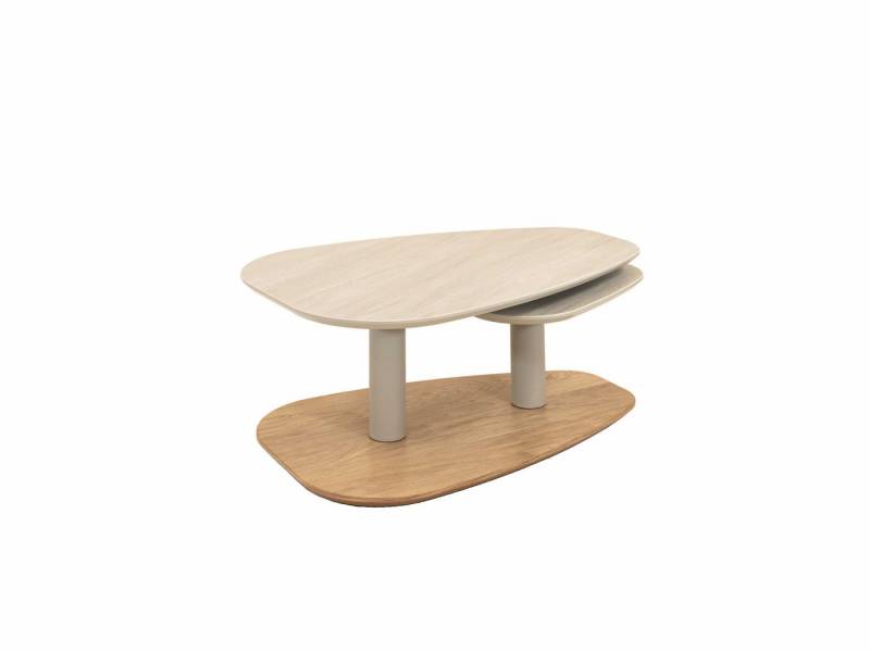 58 aufm Kessel Couchtisch Funktionstisch Coleen 95x43x65 Metall+HPL Wildeiche/Calvia Stein (inkl. Lieferung bis in die Wohnung, 1-St., Lieferung bis Verwendungsstelle), Tischplatten aus MDF mit HPL Auflage synchron verdrehbar von 58 aufm Kessel