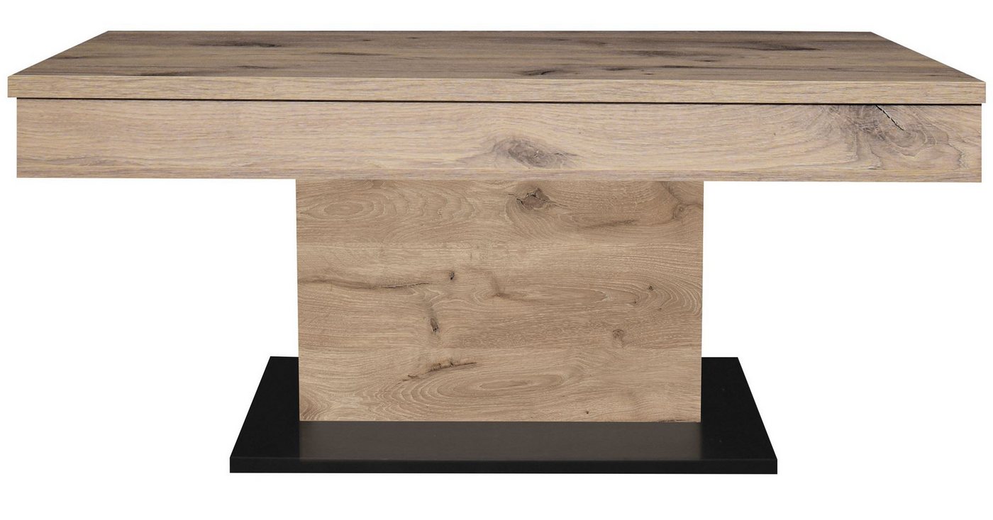 58 aufm Kessel Couchtisch Wohnzimmertisch höhenverstellbar Else 1 110x59x60 Schwarz/Viking Oak (inkl. Lieferung bis an die Tür, 1-St., Lieferung bis zur Haustür), Höhenverstellbar 59-78 cm mit Ilse Lift,ABS-Kante,Metallgestell von 58 aufm Kessel