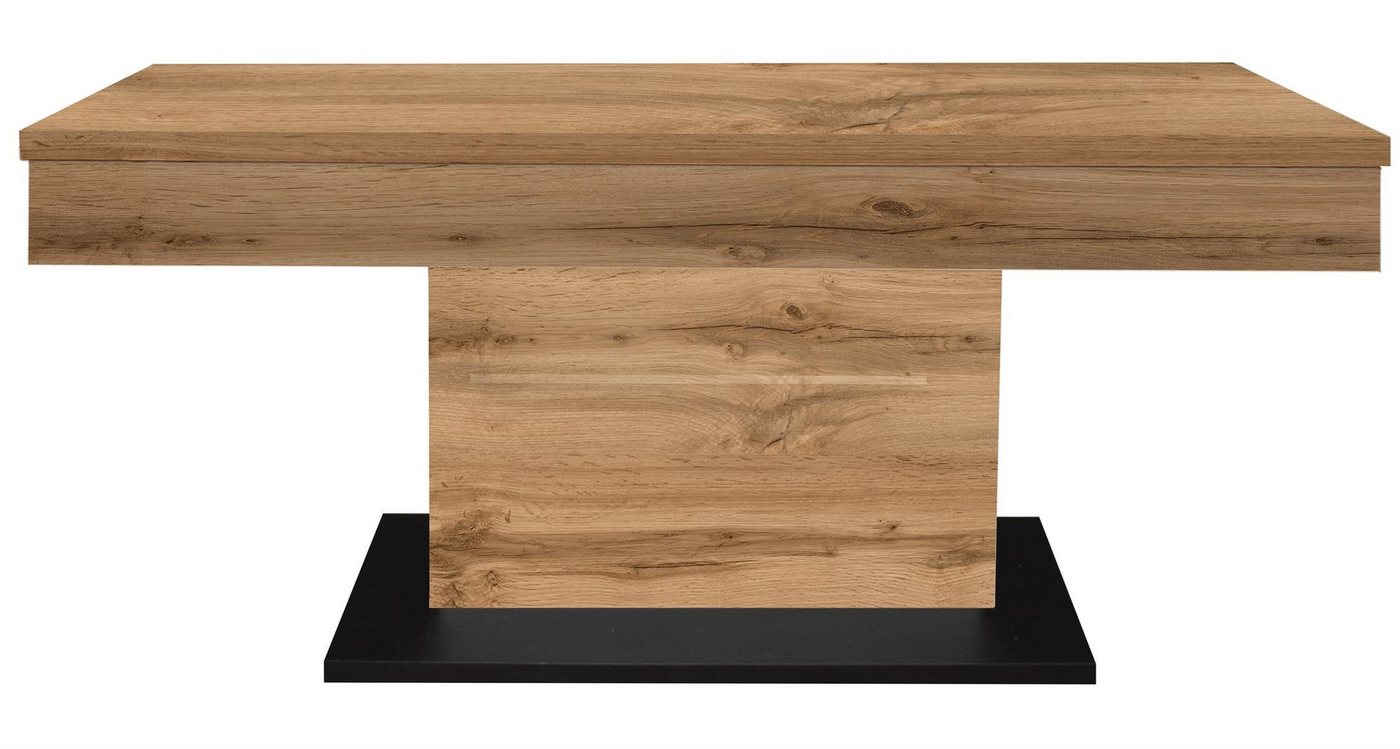 58 aufm Kessel Couchtisch Wohnzimmertisch höhenverstellbar Else 1 110x59x60 Schwarz/Wotan Eiche (inkl. Lieferung bis an die Tür, 1-St., Lieferung bis zur Haustür), Höhenverstellbar 59-78 cm mit Ilse Lift,ABS-Kante,Metallgestell von 58 aufm Kessel