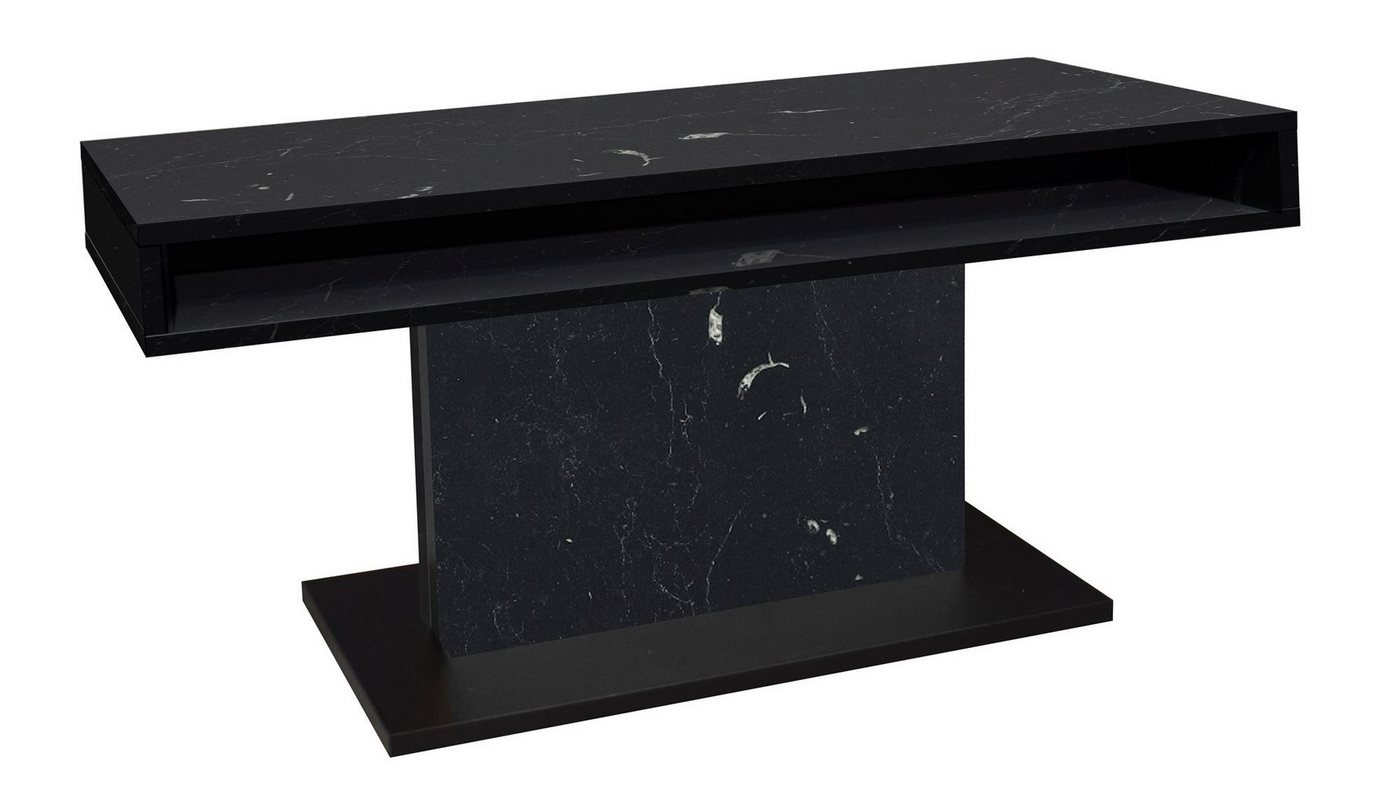 58 aufm Kessel Couchtisch Wohnzimmertisch höhenverstellbar Else 2 110x59x60 Keramikoptik Schwarz (inkl. Lieferung bis an die Tür, 1-St., Lieferung bis zur Haustür), Höhenverstellbar 59-78 cm mit Ilse Lift,ABS-Kante,Metallgestell von 58 aufm Kessel