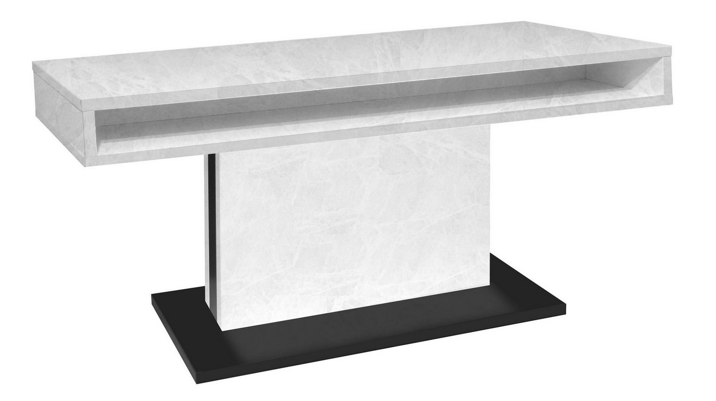 58 aufm Kessel Couchtisch Wohnzimmertisch höhenverstellbar Else 2 110x59x60 Keramikoptik Weiß (inkl. Lieferung bis an die Tür, 1-St., Lieferung bis zur Haustür), Höhenverstellbar 59-78 cm mit Ilse Lift,ABS-Kante,Metallgestell von 58 aufm Kessel