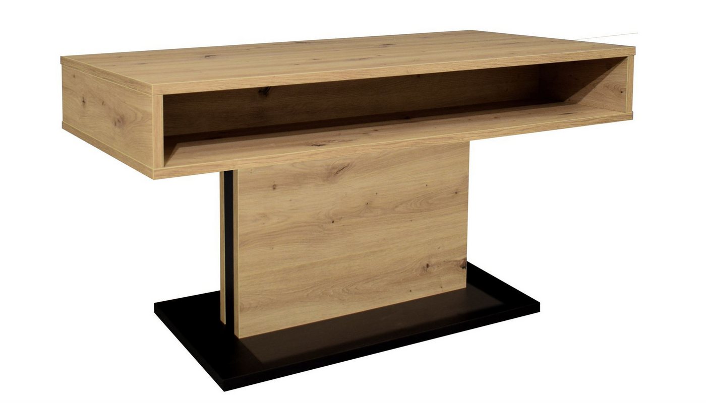 58 aufm Kessel Couchtisch Wohnzimmertisch höhenverstellbar Else 2 110x59x60 Schwarz/Asteiche (inkl. Lieferung bis an die Tür, 1-St., Lieferung bis zur Haustür), Höhenverstellbar 59-78 cm mit Ilse Lift,ABS-Kante,Metallgestell von 58 aufm Kessel