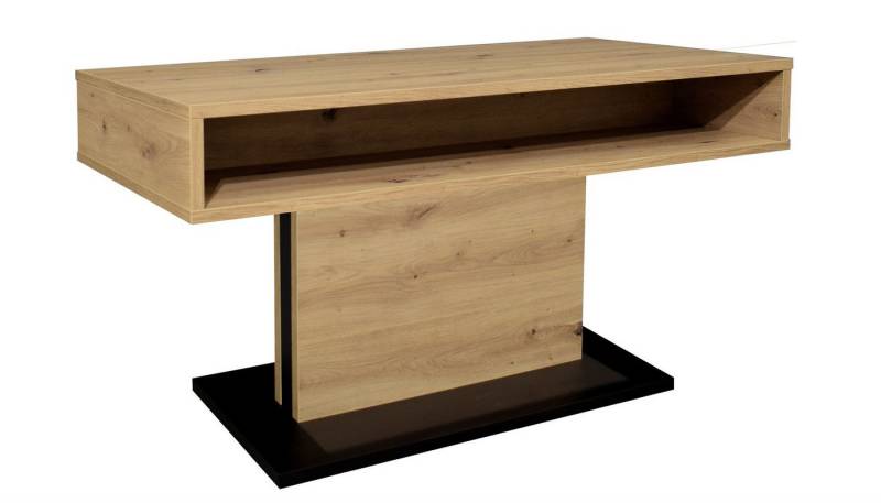 58 aufm Kessel Couchtisch Wohnzimmertisch höhenverstellbar Else 2 110x59x60 Schwarz/Asteiche (inkl. Lieferung bis an die Tür, 1-St., Lieferung bis zur Haustür), Höhenverstellbar 59-78 cm mit Ilse Lift,ABS-Kante,Metallgestell von 58 aufm Kessel