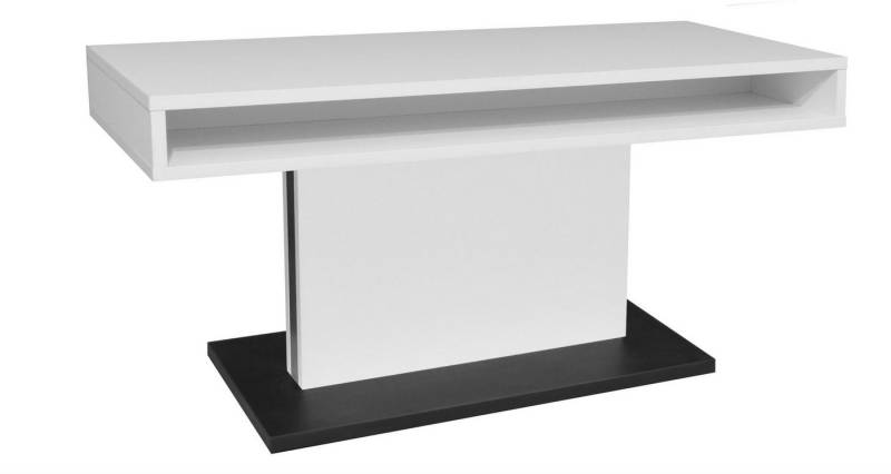 58 aufm Kessel Couchtisch Wohnzimmertisch höhenverstellbar Else 2 110x59x60 Schwarz/Ice White (inkl. Lieferung bis an die Tür, 1-St., Lieferung bis zur Haustür), Höhenverstellbar 59-78 cm mit Ilse Lift,ABS-Kante,Metallgestell von 58 aufm Kessel