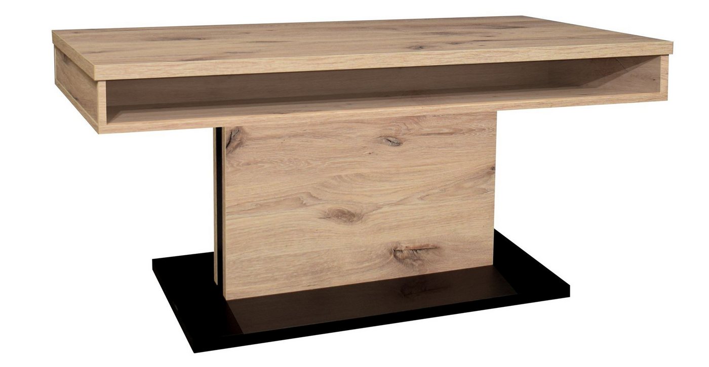 58 aufm Kessel Couchtisch Wohnzimmertisch höhenverstellbar Else 2 110x59x60 Schwarz/Viking Oak (inkl. Lieferung bis an die Tür, 1-St., Lieferung bis zur Haustür), Höhenverstellbar 59-78 cm mit Ilse Lift,ABS-Kante,Metallgestell von 58 aufm Kessel