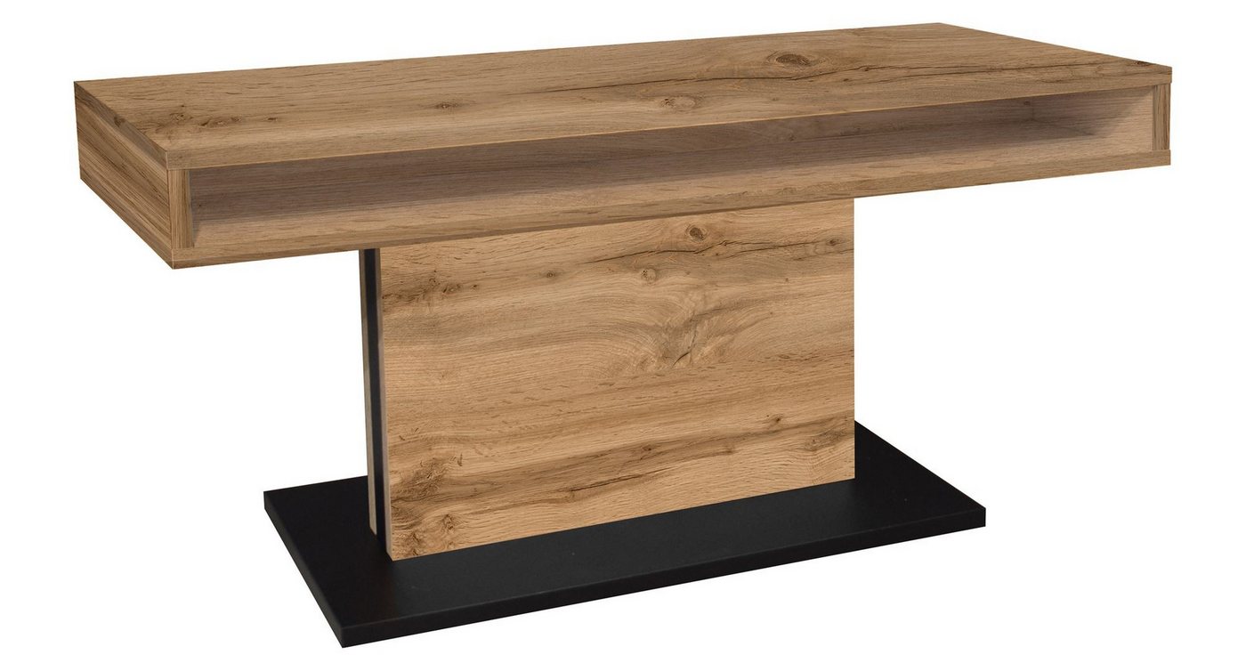 58 aufm Kessel Couchtisch Wohnzimmertisch höhenverstellbar Else 2 110x59x60 Schwarz/Wotan Eiche (inkl. Lieferung bis an die Tür, 1-St., Lieferung bis zur Haustür), Höhenverstellbar 59-78 cm mit Ilse Lift,ABS-Kante,Metallgestell von 58 aufm Kessel