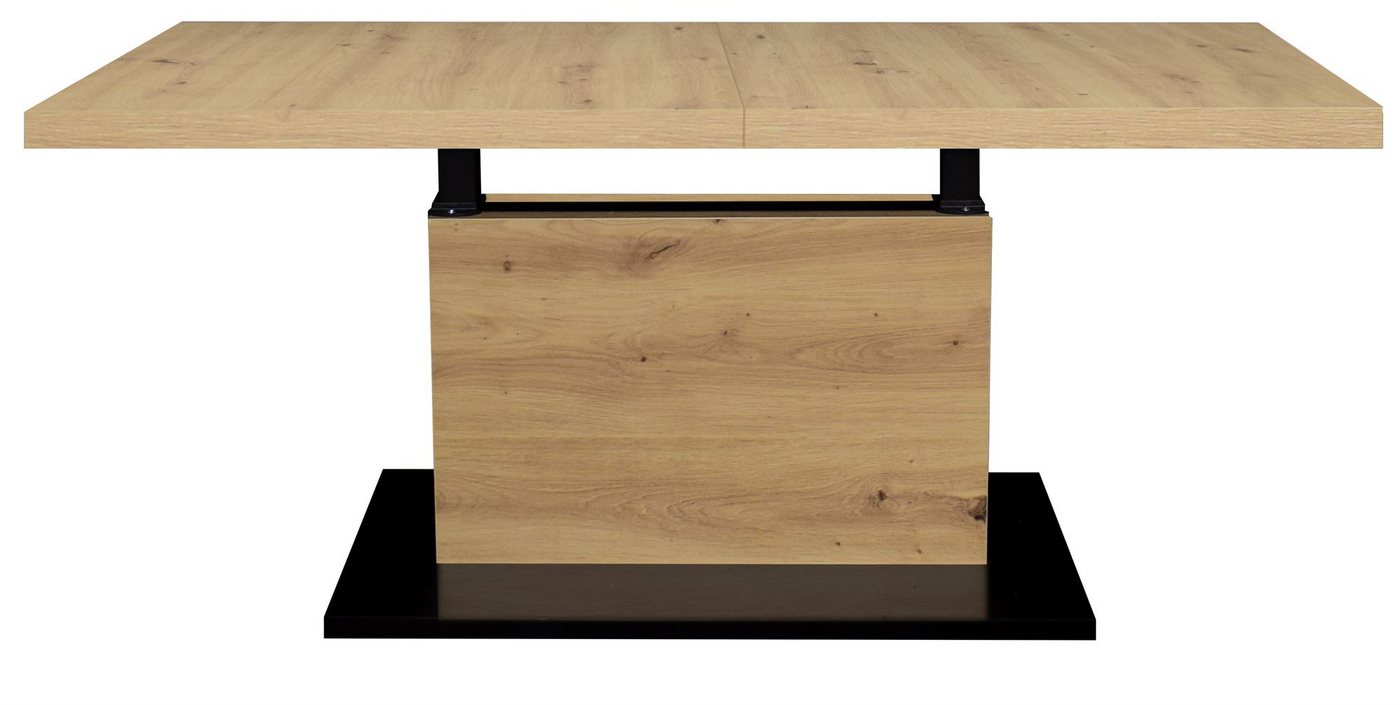 58 aufm Kessel Couchtisch Wohnzimmertisch höhenverstellbar Else 3 120x56x70 Schwarz/Asteiche (inkl. Lieferung bis an die Tür, 1-St., Lieferung bis zur Haustür), Höhenverstellbar 56-75 cm,Ilse Lift,ausziehbar bis 160 cm,ABS-Kante von 58 aufm Kessel