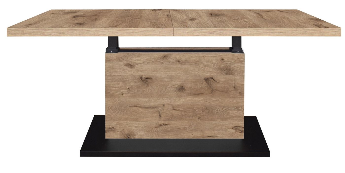 58 aufm Kessel Couchtisch Wohnzimmertisch höhenverstellbar Else 3 120x56x70 Schwarz/Viking Oak (inkl. Lieferung bis an die Tür, 1-St., Lieferung bis zur Haustür), Höhenverstellbar 56-75 cm,Ilse Lift,ausziehbar bis 160 cm,ABS-Kante von 58 aufm Kessel