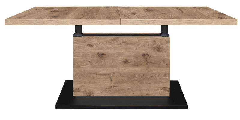 58 aufm Kessel Couchtisch Wohnzimmertisch höhenverstellbar Else 3 120x56x70 Schwarz/Viking Oak (inkl. Lieferung bis an die Tür, 1-St., Lieferung bis zur Haustür), Höhenverstellbar 56-75 cm,Ilse Lift,ausziehbar bis 160 cm,ABS-Kante von 58 aufm Kessel
